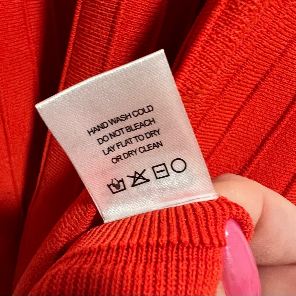 NEW NWT STAUD Elyse Midi Dress In Cayenne Orange Red - Picture 10 of 10